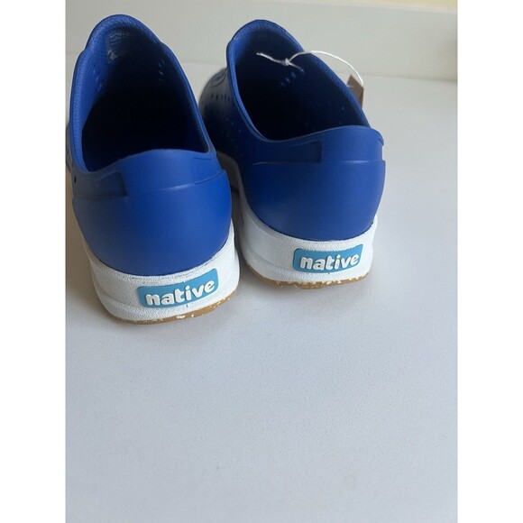 Native Robbie Sugarlite Slip On Shoe Victoria Blue Shell White Size J3 Big Kids - Picture 4 of 9
